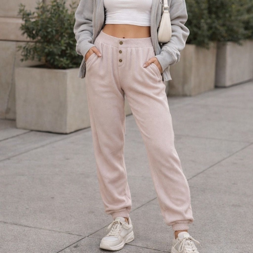 Madewell Waffle Knit Front Button Joggers - EUC Small